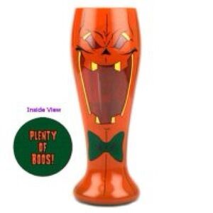 Top Shelf Spooky Pumpkin Face Party Beer Glass - Orange